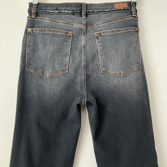 Judy Blue Slim Bootcut High Rise Jeans Black Washed Distressed Frayed Hem 30 - Picture 9 of 12